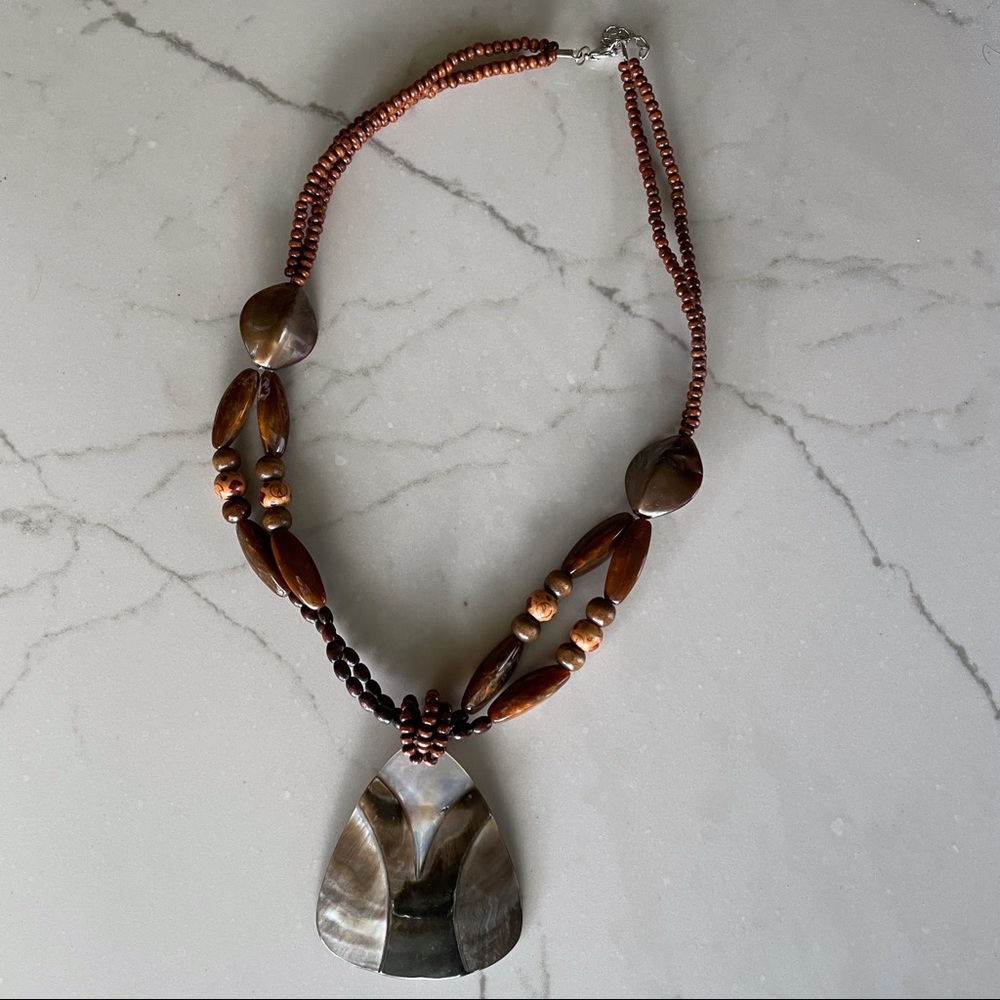 Vintage Mexican Beaded Seashell Necklace